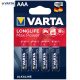 Varta Longlife Max Power Alkáli Mikro Elem AAA B4