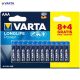 Varta Longlife Power Alkáli Ceruza Elem AAA B8+4